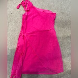 Lucy in the Sky Medium Hot Pink‎ One Shoulder Mini Dress Body